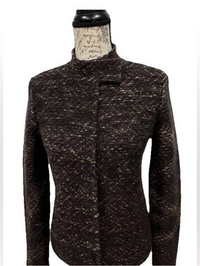 Theory Cardigan Jacket Mottled Tweed Large Wool Cashmere Blazer Minimalist